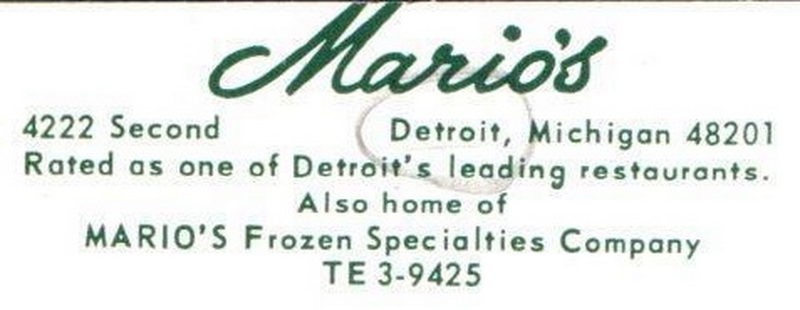 Marios Restaurant - Postcard